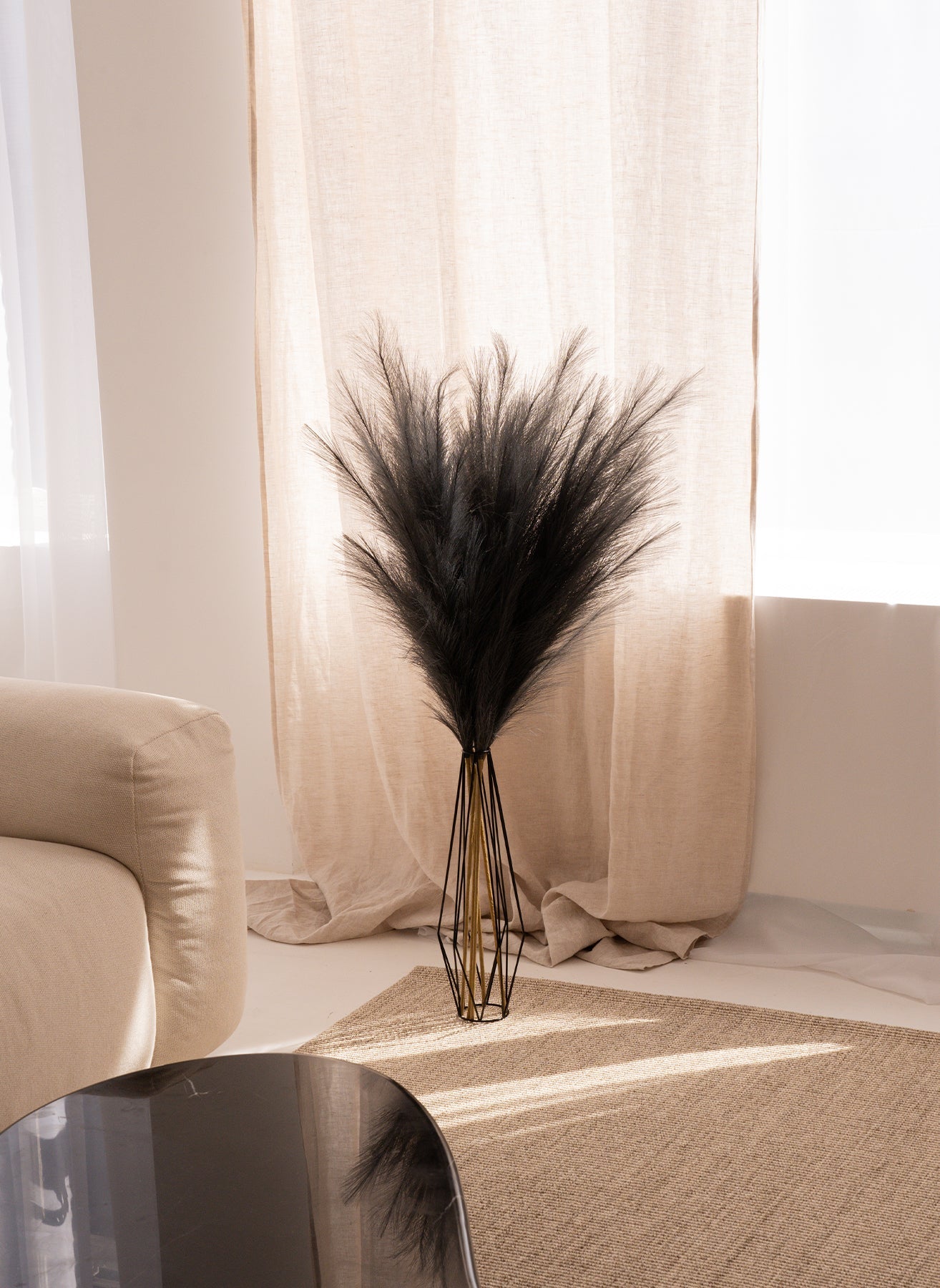 Pampas 110cm (3 Stängel) - Dunkelgrau